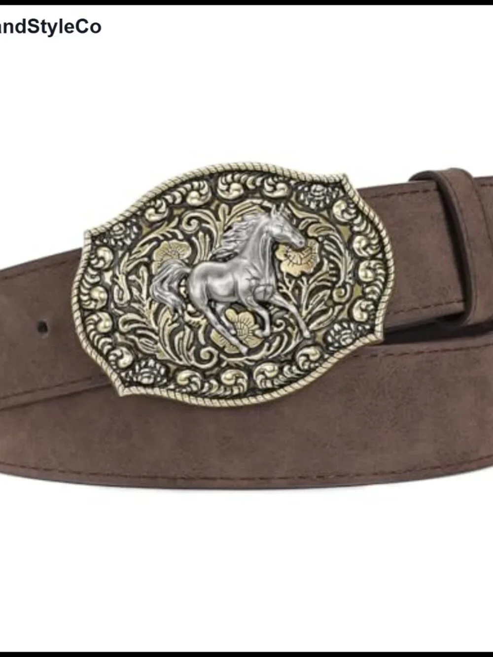 Faux Leather Western Belt with Longhorn or Horse Buckle